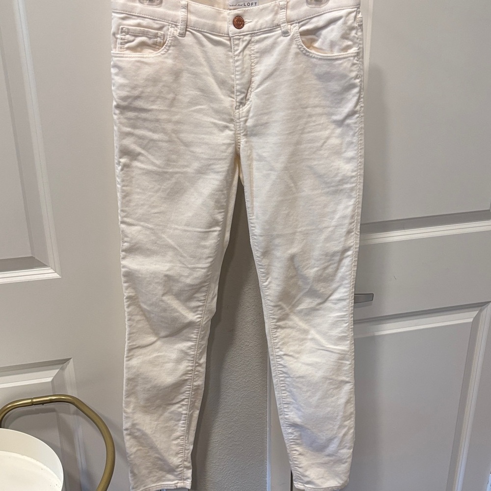 EUC LOFT Cream Corduroy Modern Skinny Trousers